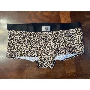 Y2K Victorias Secret Boy Short Underwear Undies Leopard Print Rhinestones NWT L